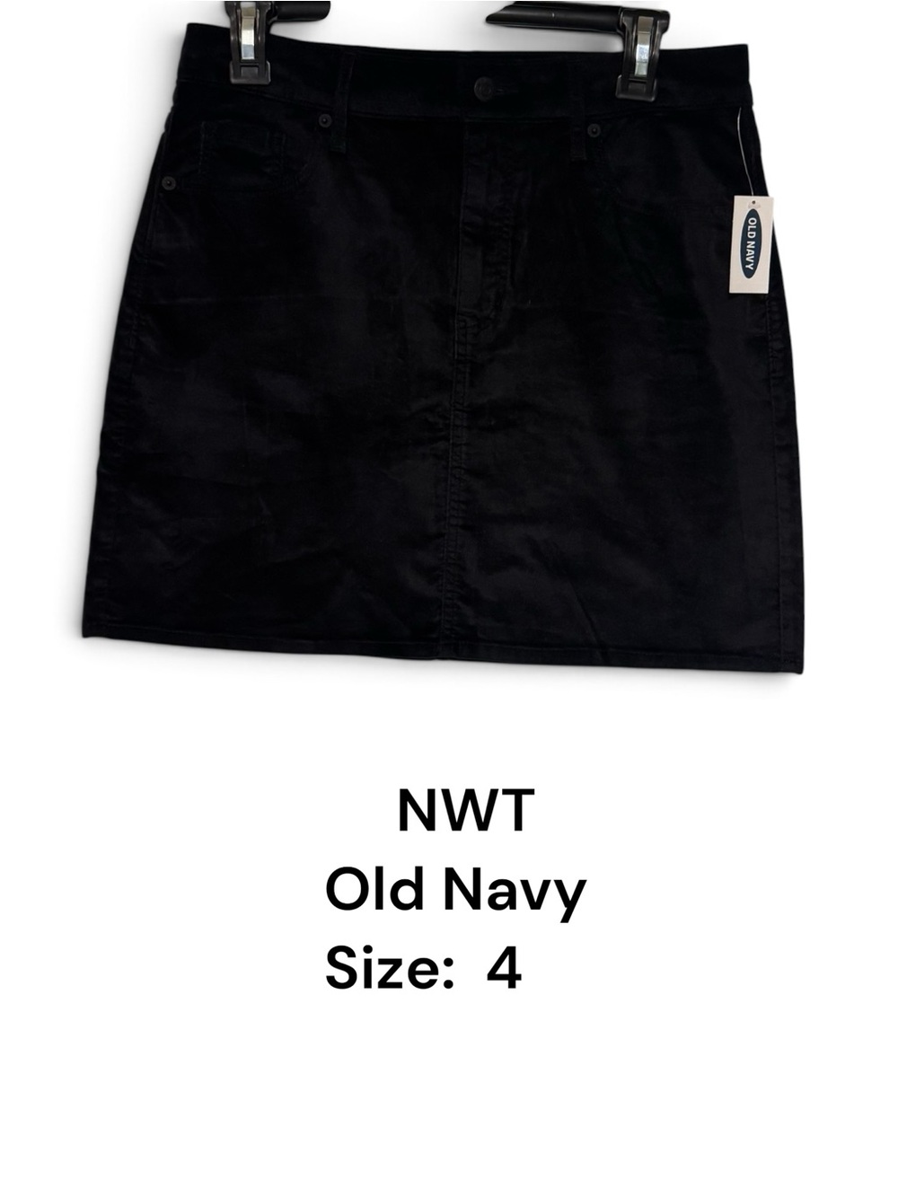 NWT  Old Navy Black Stretch Velvet Skirt  FALL   SIZE: 4   #C